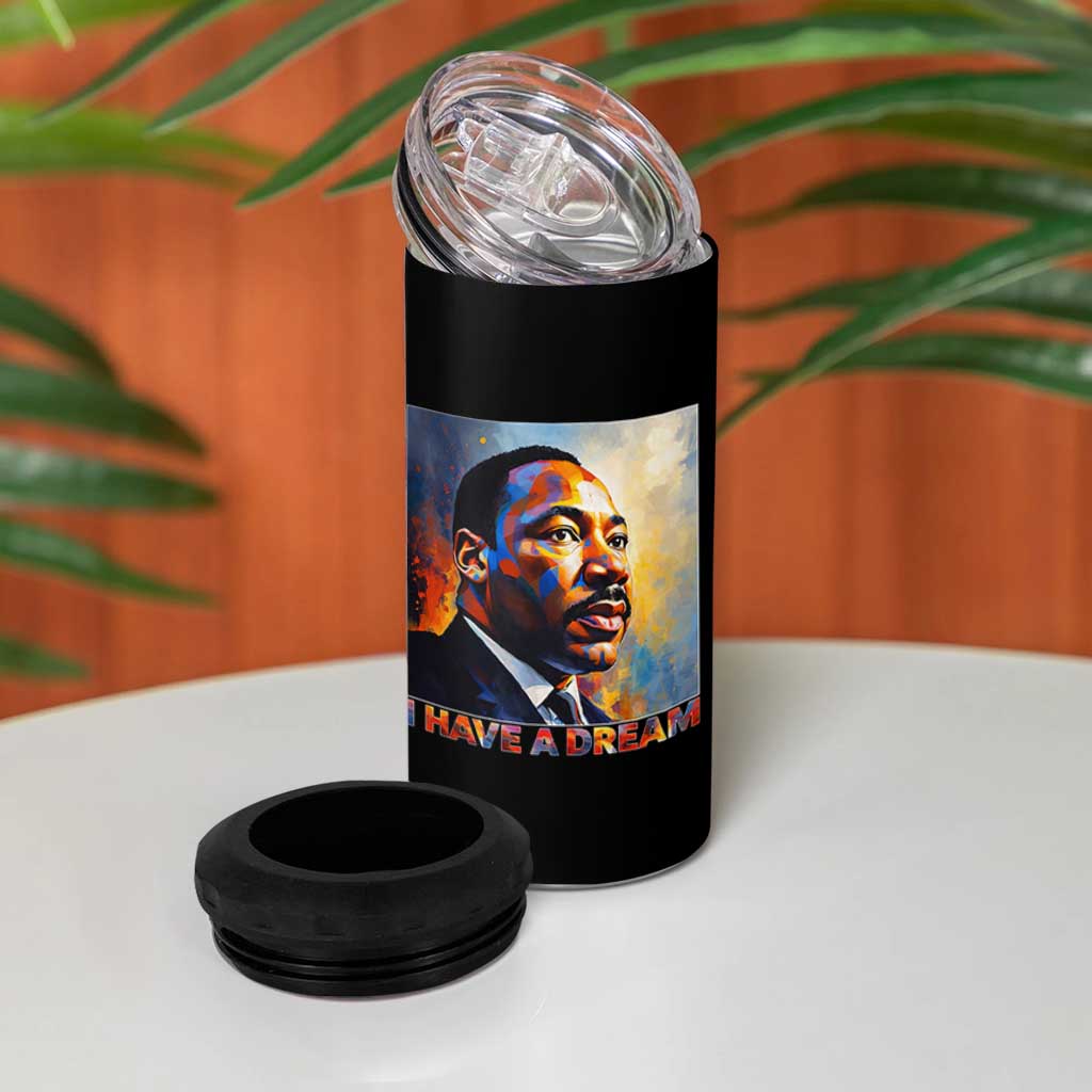 I Have A Dream Inspirational MLK Quotes 4 in 1 Can Cooler Tumbler Equality and Justice Martin Luther King Tribute