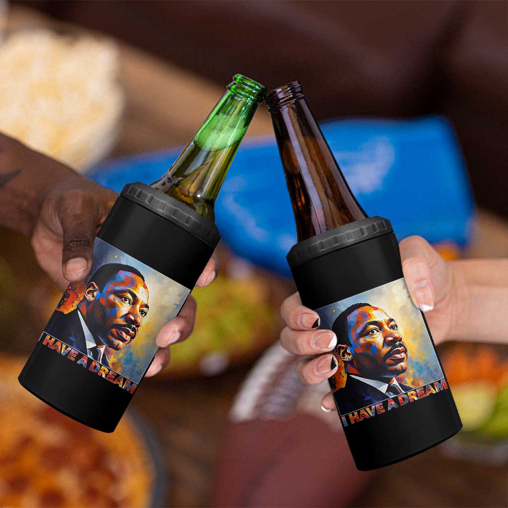 I Have A Dream Inspirational MLK Quotes 4 in 1 Can Cooler Tumbler Equality and Justice Martin Luther King Tribute