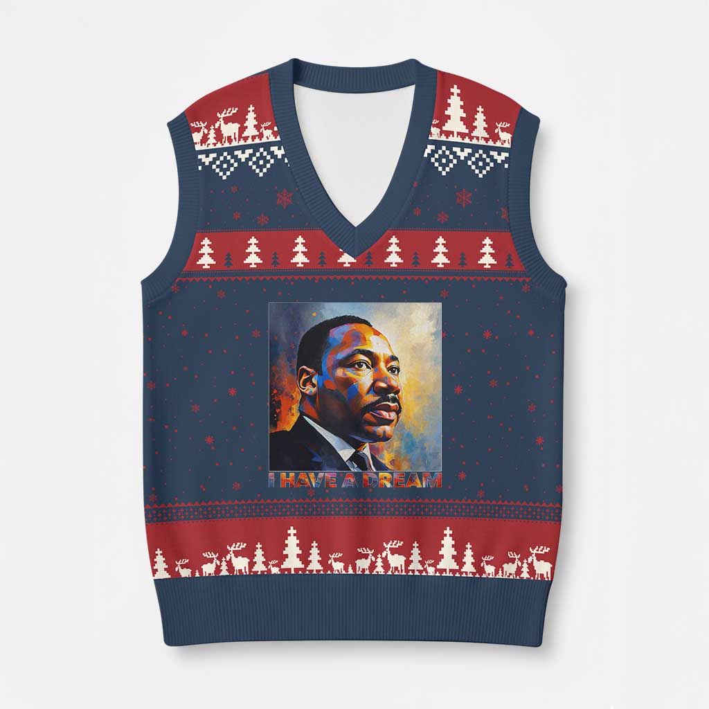 I Have A Dream Inspirational MLK Quotes V-Neck Knit Sweater Vest Equality and Justice Martin Luther King Tribute