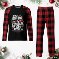 Floral Scripture for Grandmother Plaid Pajama Set Being a Grandma is Kingdom Work Christian Faith Inpired