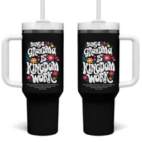 Floral Scripture for Grandmother Tumbler With Handle Being a Grandma is Kingdom Work Christian Faith Inpired