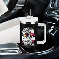 Floral Scripture for Grandmother Tumbler With Handle Being a Grandma is Kingdom Work Christian Faith Inpired