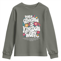 Floral Scripture for Grandmother Youth Sweatshirt Being a Grandma is Kingdom Work Christian Faith Inpired