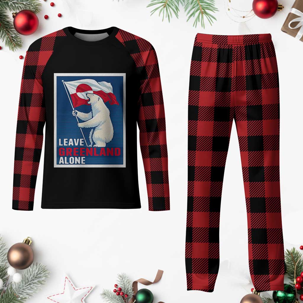 Leave Greenland Alone Polar Bear Resist Plaid Pajama Set Vintage Patriotic Propaganda Sovereignty Protest