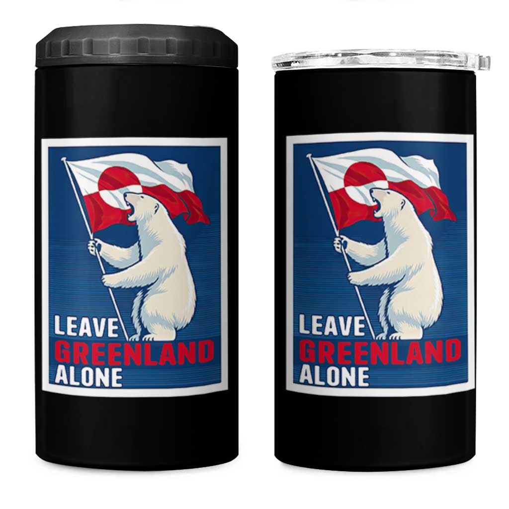 Leave Greenland Alone Polar Bear Resist 4 in 1 Can Cooler Tumbler Vintage Patriotic Propaganda Sovereignty Protest