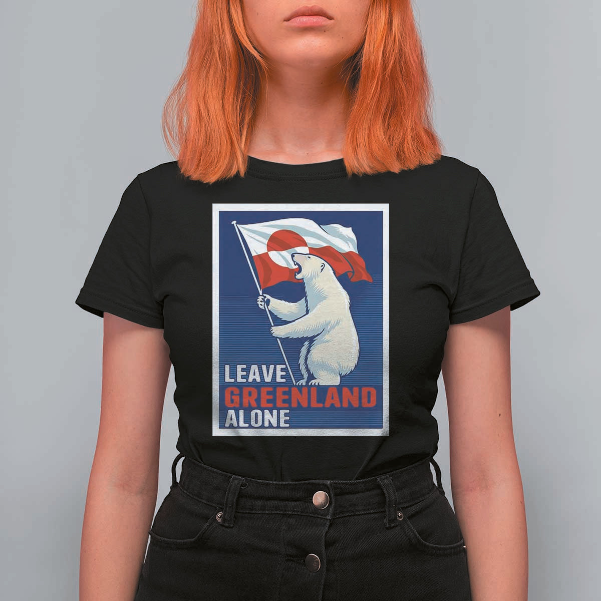 Leave Greenland Alone Polar Bear Resist T Shirt For Women Vintage Patriotic Propaganda Sovereignty Protest