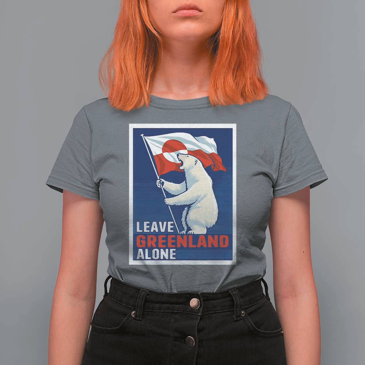 Leave Greenland Alone Polar Bear Resist T Shirt For Women Vintage Patriotic Propaganda Sovereignty Protest