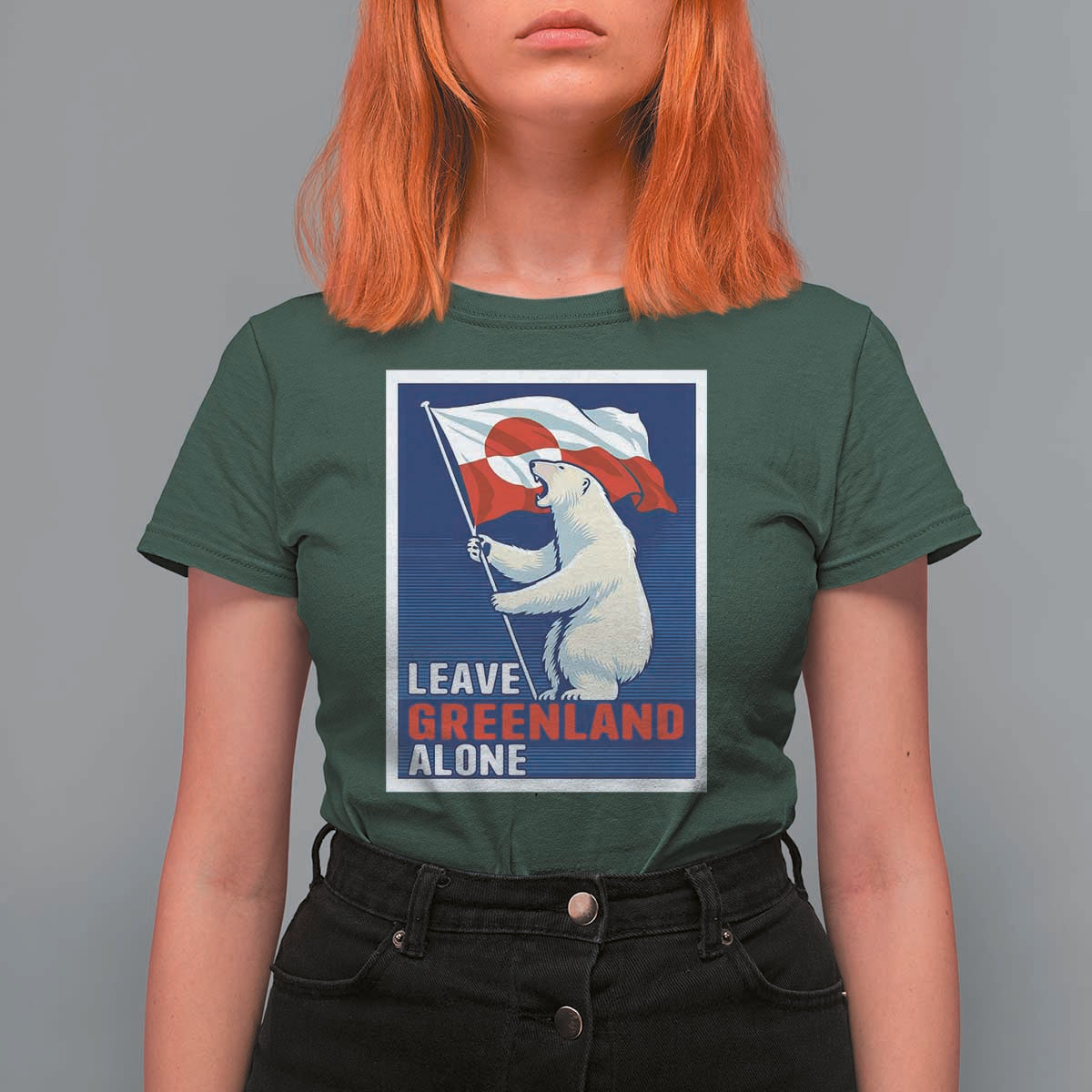 Leave Greenland Alone Polar Bear Resist T Shirt For Women Vintage Patriotic Propaganda Sovereignty Protest