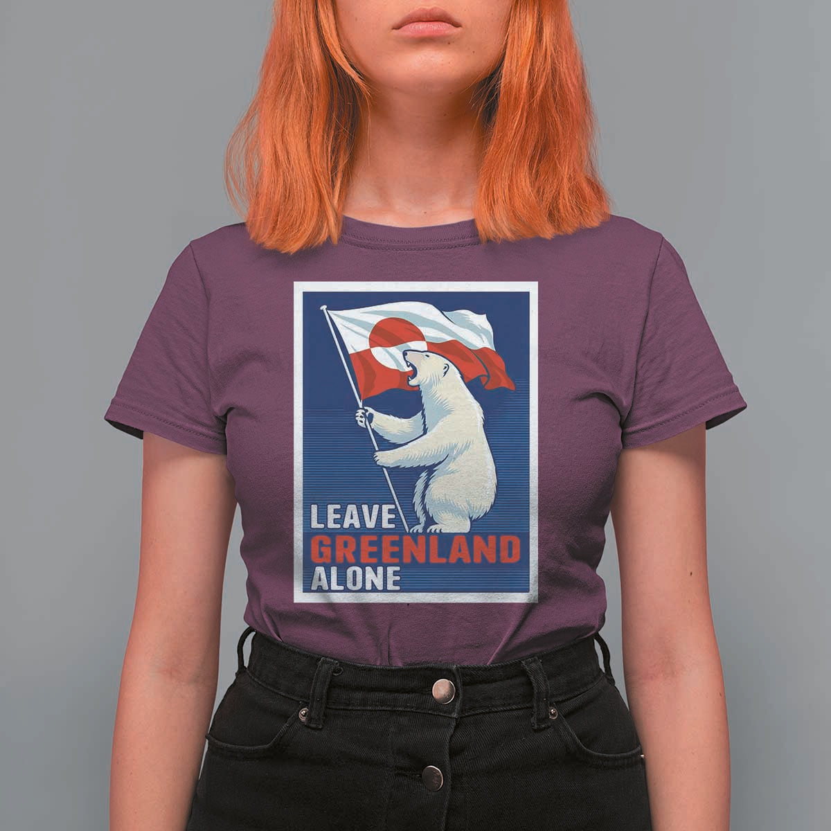 Leave Greenland Alone Polar Bear Resist T Shirt For Women Vintage Patriotic Propaganda Sovereignty Protest