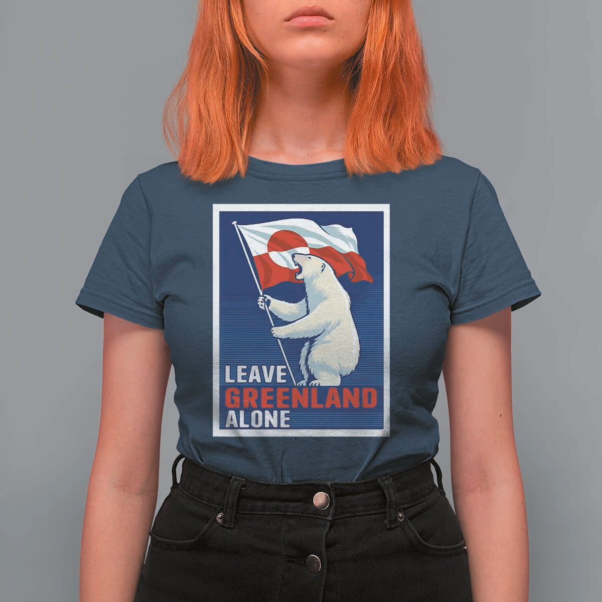 Leave Greenland Alone Polar Bear Resist T Shirt For Women Vintage Patriotic Propaganda Sovereignty Protest