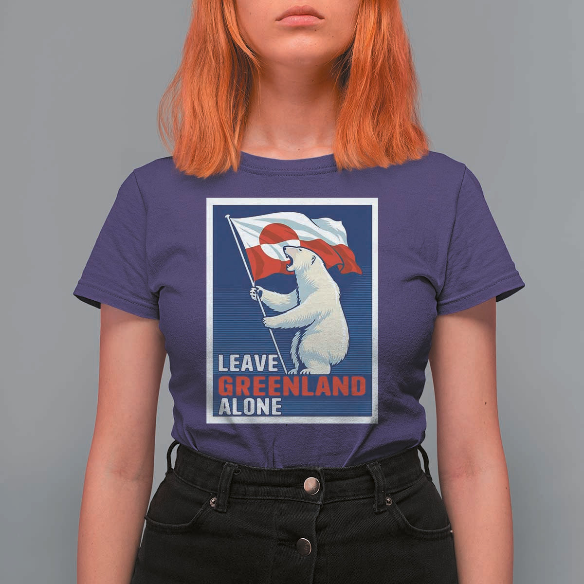 Leave Greenland Alone Polar Bear Resist T Shirt For Women Vintage Patriotic Propaganda Sovereignty Protest