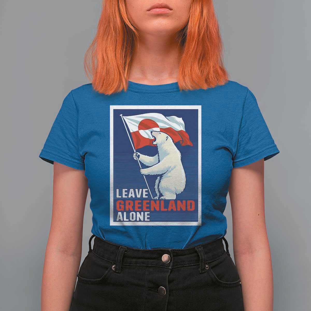 Leave Greenland Alone Polar Bear Resist T Shirt For Women Vintage Patriotic Propaganda Sovereignty Protest