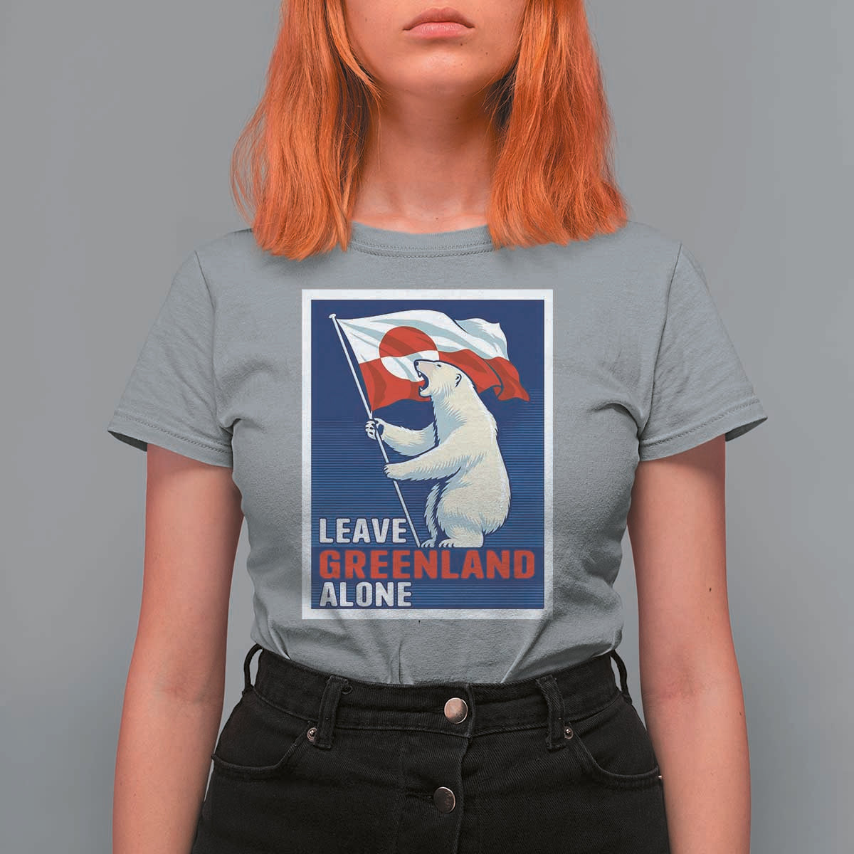 Leave Greenland Alone Polar Bear Resist T Shirt For Women Vintage Patriotic Propaganda Sovereignty Protest