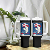 Leave Greenland Alone Polar Bear Resist Tumbler With Handle Vintage Patriotic Propaganda Sovereignty Protest