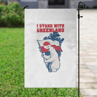 I Stand With Greenland Patriotic Garden Flag Polar Bear Holding Flag Over Map