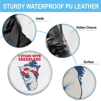 I Stand With Greenland Patriotic Spare Tire Cover Polar Bear Holding Flag Over Map