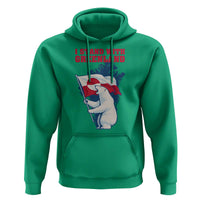 I Stand With Greenland Patriotic Hoodie Polar Bear Holding Flag Over Map