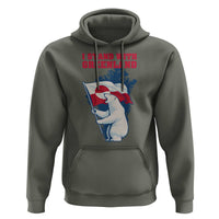I Stand With Greenland Patriotic Hoodie Polar Bear Holding Flag Over Map