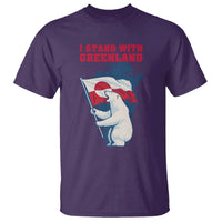 I Stand With Greenland Patriotic T Shirt Polar Bear Holding Flag Over Map
