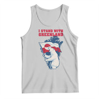 I Stand With Greenland Patriotic Tank Top Polar Bear Holding Flag Over Map