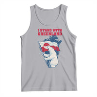 I Stand With Greenland Patriotic Tank Top Polar Bear Holding Flag Over Map