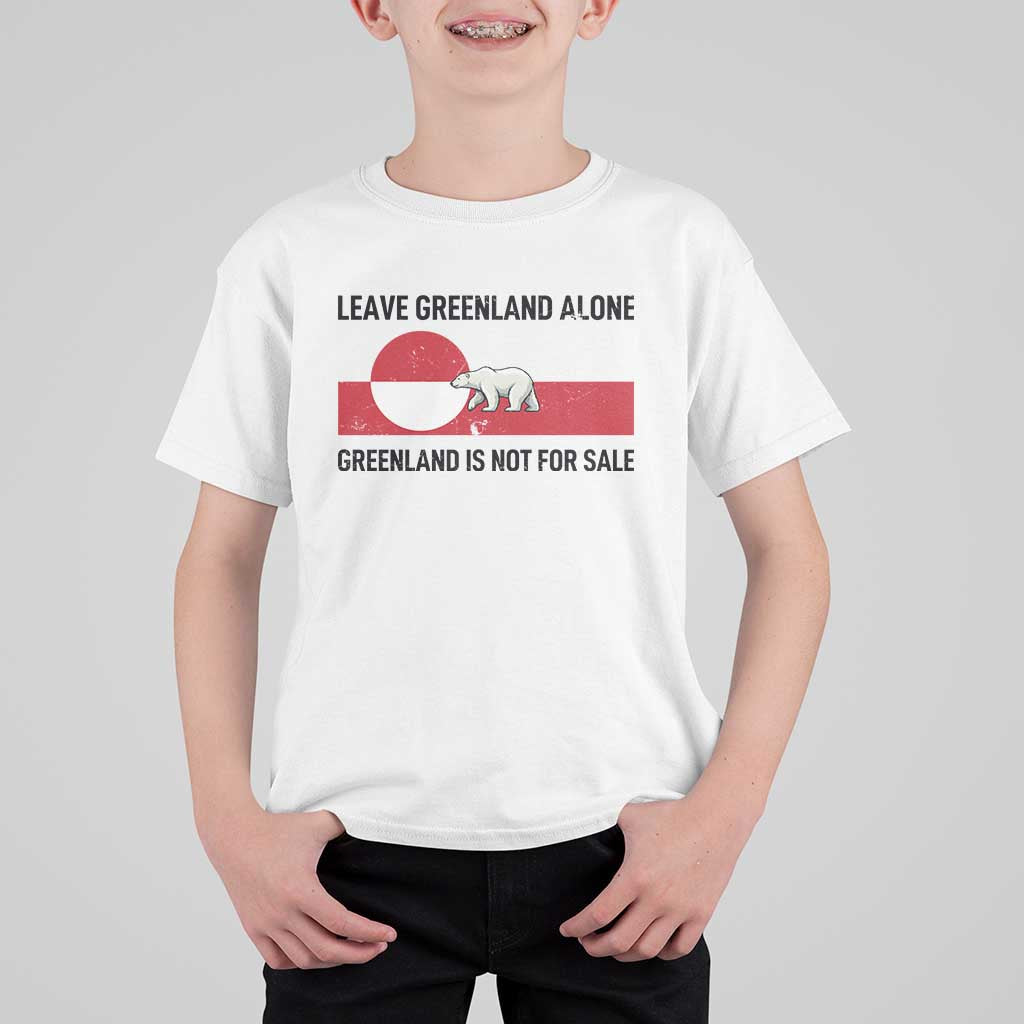 Leave Greenland Alone Polar Bear Protest T Shirt For Kid Not For Sale Patriotic Flag
