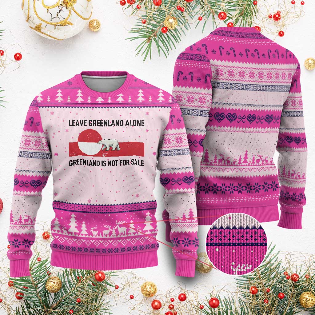 Leave Greenland Alone Polar Bear Protest Ugly Christmas Sweater Not For Sale Patriotic Flag
