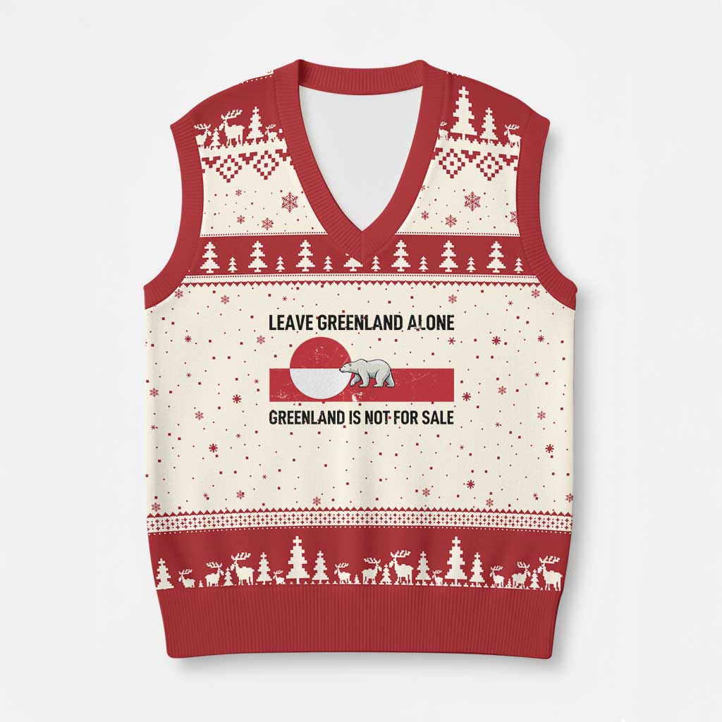 Leave Greenland Alone Polar Bear Protest V-Neck Knit Sweater Vest Not For Sale Patriotic Flag