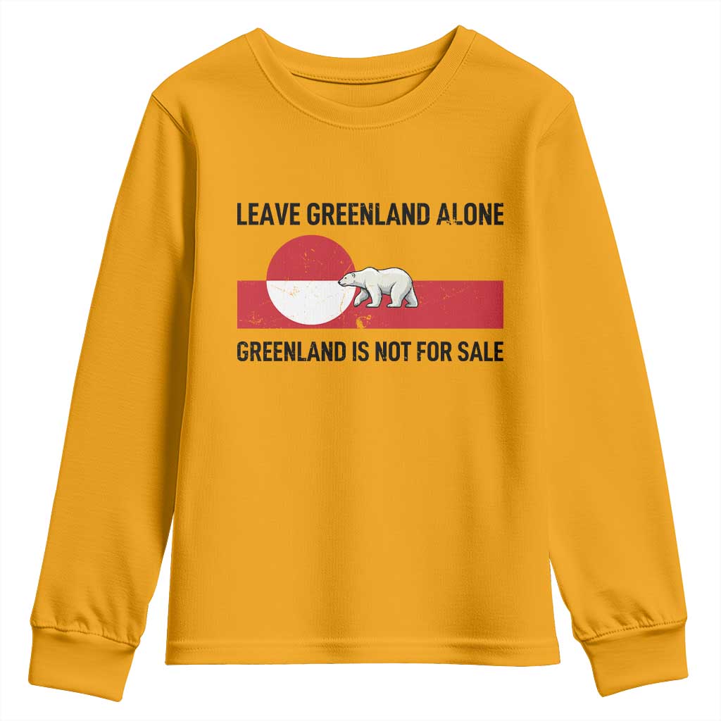 Leave Greenland Alone Polar Bear Protest Youth Sweatshirt Not For Sale Patriotic Flag