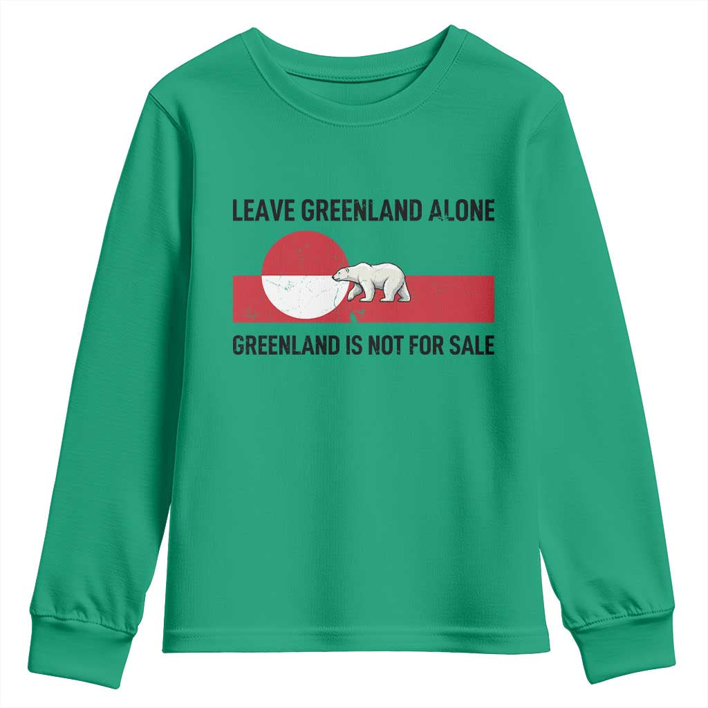 Leave Greenland Alone Polar Bear Protest Youth Sweatshirt Not For Sale Patriotic Flag