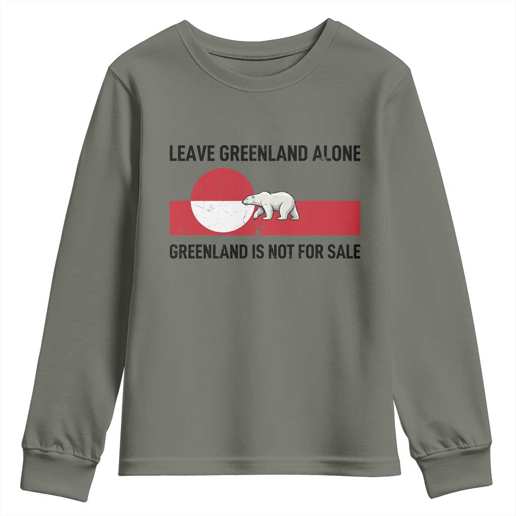 Leave Greenland Alone Polar Bear Protest Youth Sweatshirt Not For Sale Patriotic Flag