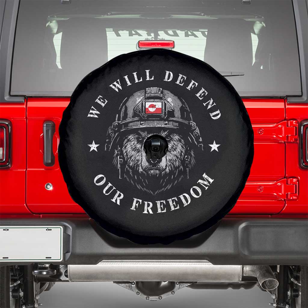 Greenland Bear We Will Defend Our Freedom Spare Tire Cover Polar Bear Soldier National Pride