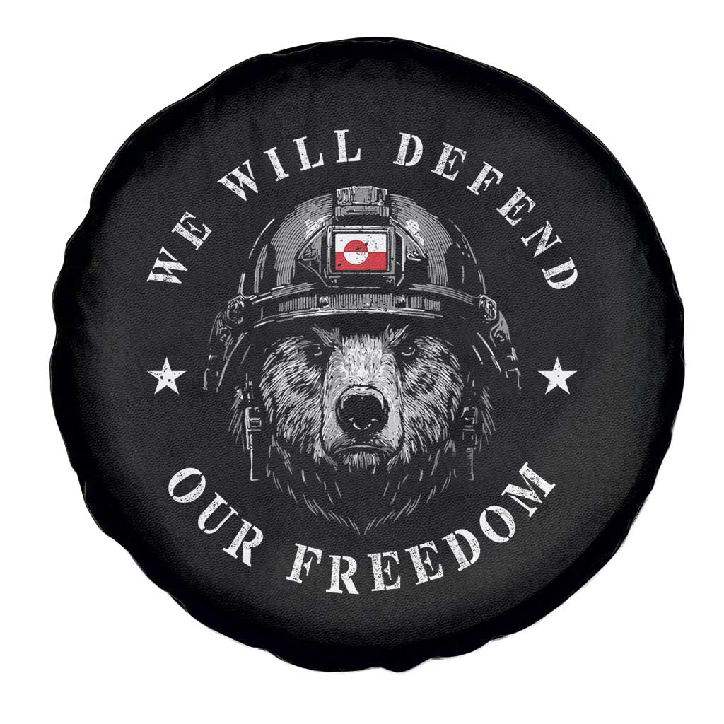 Greenland Bear We Will Defend Our Freedom Spare Tire Cover Polar Bear Soldier National Pride