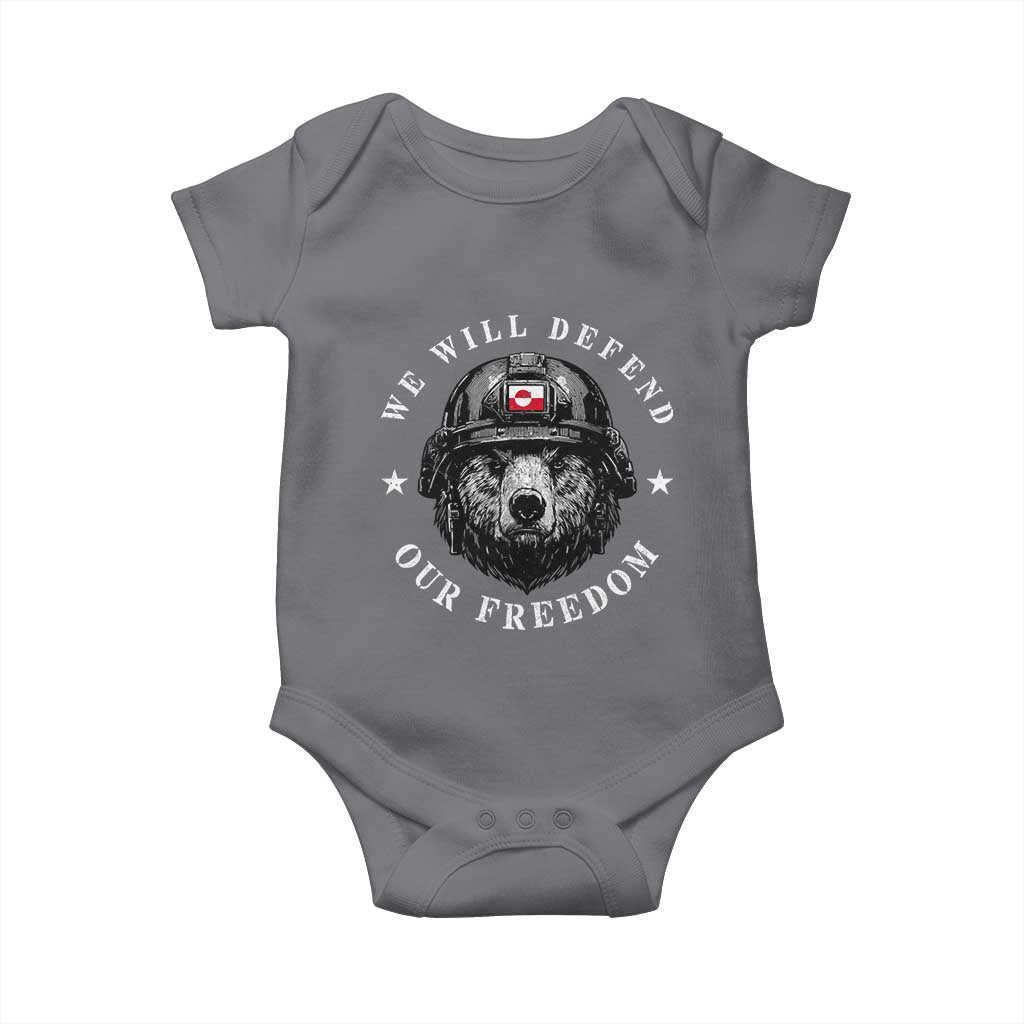 Greenland Bear We Will Defend Our Freedom Baby Onesie Polar Bear Soldier National Pride