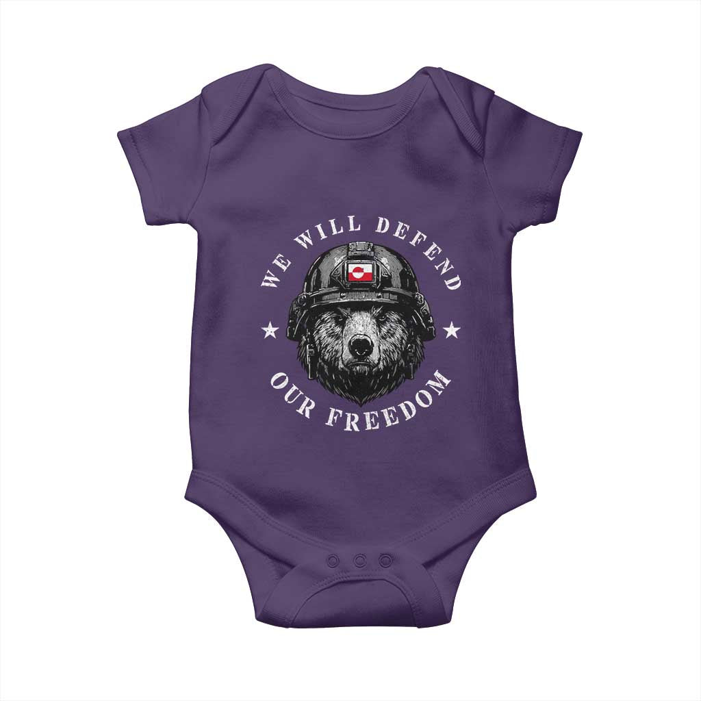 Greenland Bear We Will Defend Our Freedom Baby Onesie Polar Bear Soldier National Pride