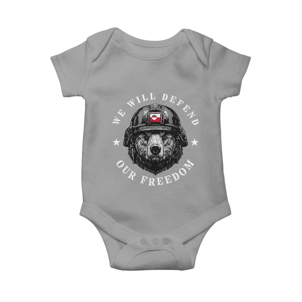 Greenland Bear We Will Defend Our Freedom Baby Onesie Polar Bear Soldier National Pride