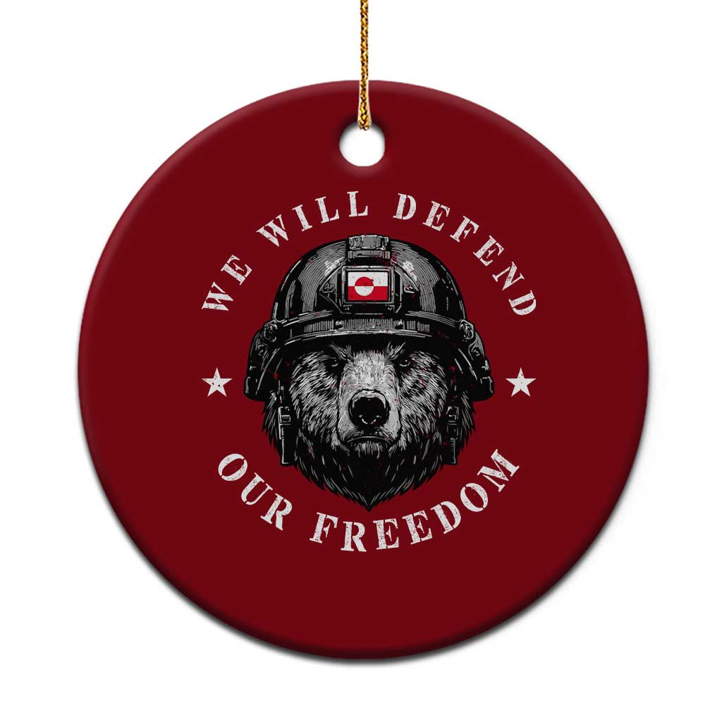Greenland Bear We Will Defend Our Freedom Ceramic Ornament Polar Bear Soldier National Pride