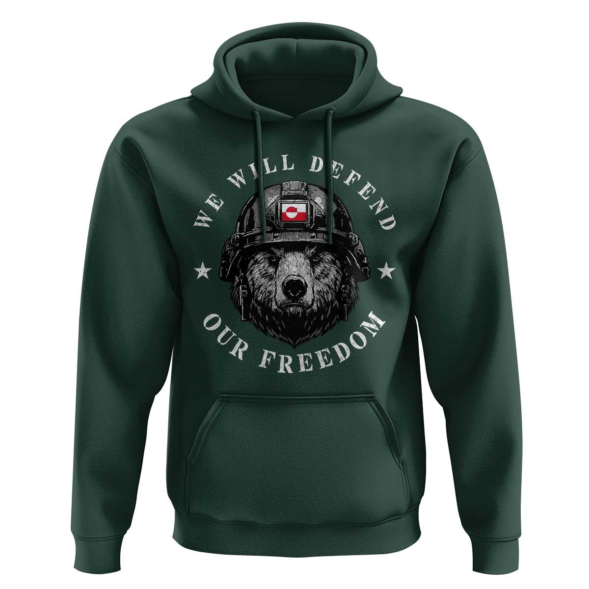 Greenland Bear We Will Defend Our Freedom Hoodie Polar Bear Soldier National Pride