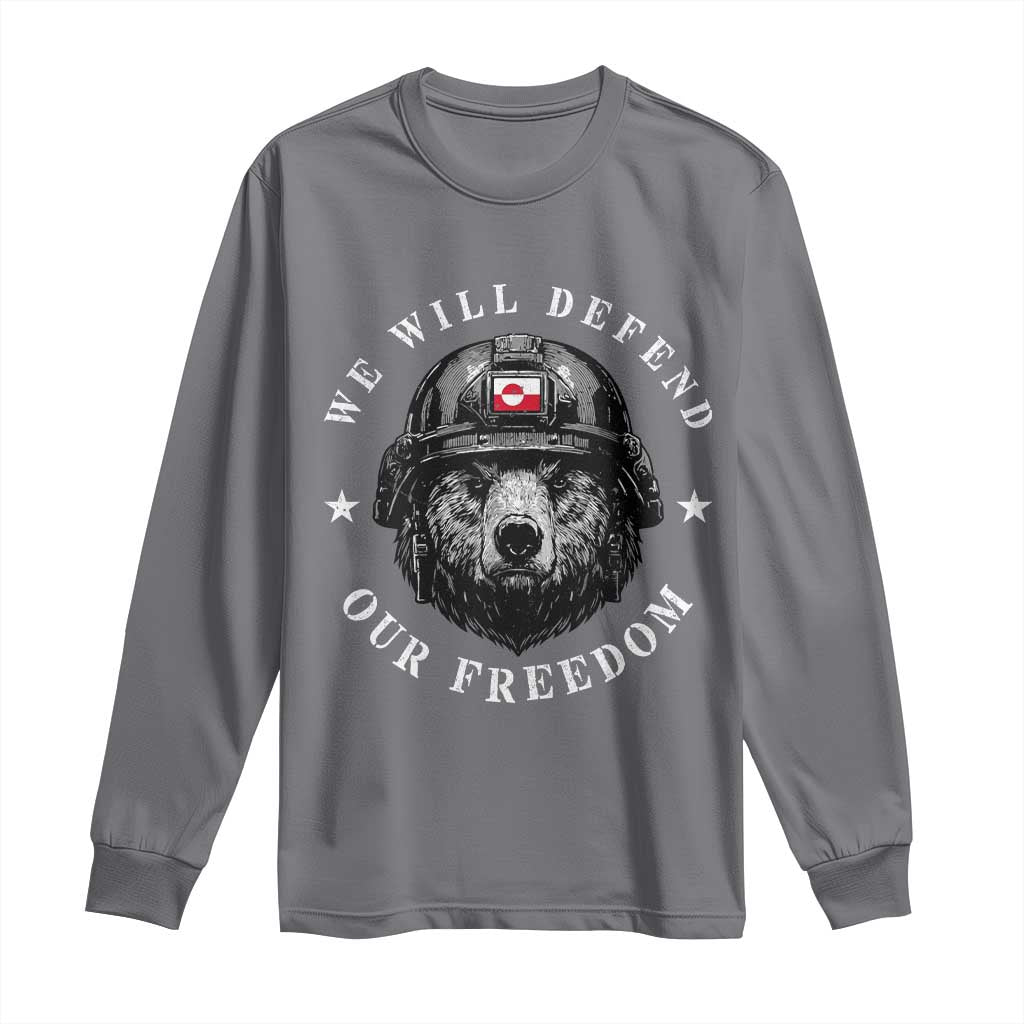 Greenland Bear We Will Defend Our Freedom Long Sleeve Shirt Polar Bear Soldier National Pride