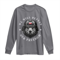 Greenland Bear We Will Defend Our Freedom Long Sleeve Shirt Polar Bear Soldier National Pride