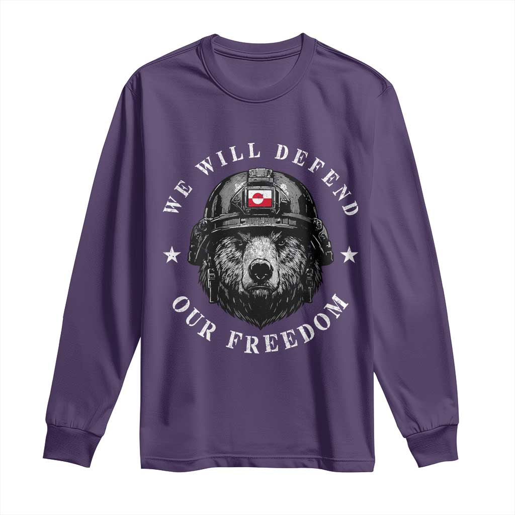 Greenland Bear We Will Defend Our Freedom Long Sleeve Shirt Polar Bear Soldier National Pride