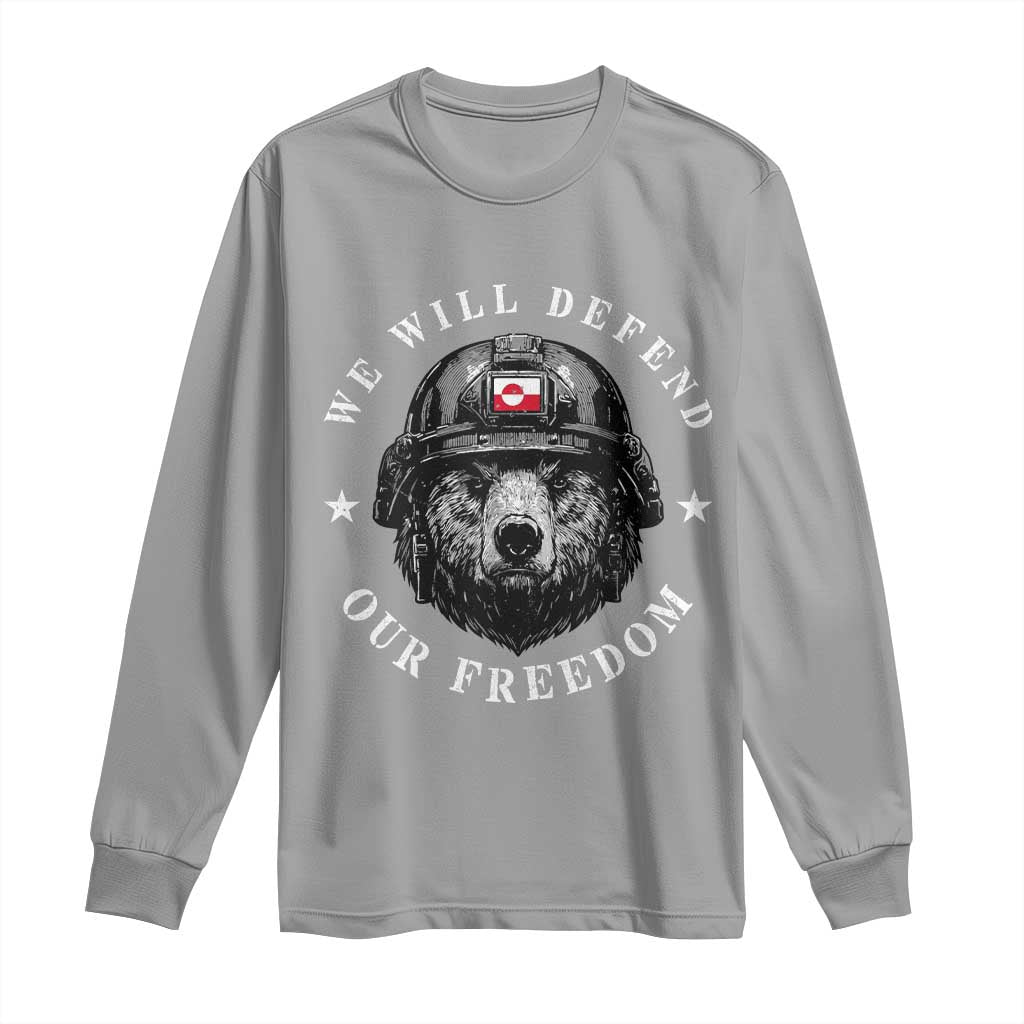 Greenland Bear We Will Defend Our Freedom Long Sleeve Shirt Polar Bear Soldier National Pride