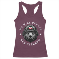 Greenland Bear We Will Defend Our Freedom Racerback Tank Top Polar Bear Soldier National Pride