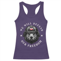 Greenland Bear We Will Defend Our Freedom Racerback Tank Top Polar Bear Soldier National Pride