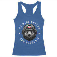Greenland Bear We Will Defend Our Freedom Racerback Tank Top Polar Bear Soldier National Pride