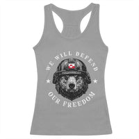 Greenland Bear We Will Defend Our Freedom Racerback Tank Top Polar Bear Soldier National Pride
