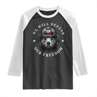 Greenland Bear We Will Defend Our Freedom Raglan Shirt Polar Bear Soldier National Pride
