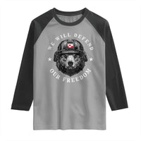 Greenland Bear We Will Defend Our Freedom Raglan Shirt Polar Bear Soldier National Pride