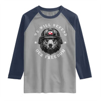 Greenland Bear We Will Defend Our Freedom Raglan Shirt Polar Bear Soldier National Pride