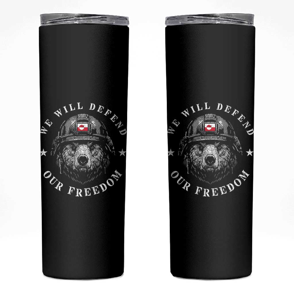 Greenland Bear We Will Defend Our Freedom Skinny Tumbler Polar Bear Soldier National Pride